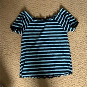 Black and blue off the shoulder top